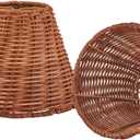 Empire Clip-On Chandelier Lamp Shade, Small Lamp Shade Rattan,Boho Wicker Lamp Shades Set of 2,Replacement Lampshade 3" Top x 6" Bottom x 5" Slant Height (2 Packs)