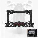 Motorcycle License Plate Frame, Heavy-Duty Motorcycle Plate Frame,Zinc Alloy Chrome, Fits 7 x4 inch Standard Plates, Compatible with Harley,Cruiser, Dual-Sport, Sport, Street Motorcycles (Black)