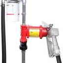 10GPM 12V Fuel Transfer Pump with Manual Nozzle, Particulate FilterCast Iron Heavy Duty for Gasoline Diesel Kerosene Biodiesel