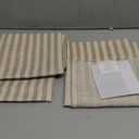 jinchan Striped Linen Kitchen Curtains 30 Inches Length Tier Curtains Farmhouse Modern Cafe Style Small Window Treatments Airy Light Filtering Rod Pocket for Living Room Bathroom 2 Panels Tan