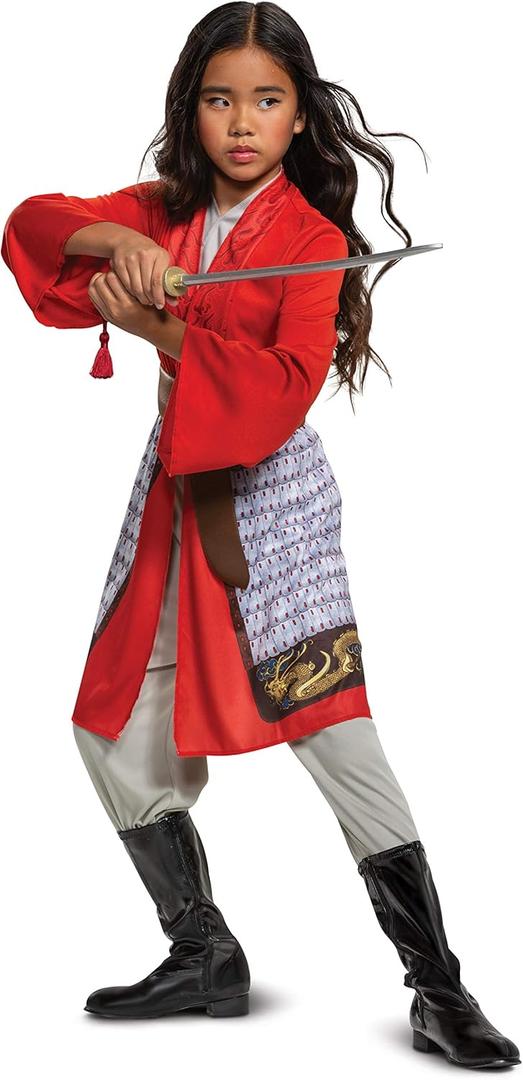Mulan Costume for Girls, Disney Live Action Movie Hero Dress Up Character Outfit (Small (4-6x))