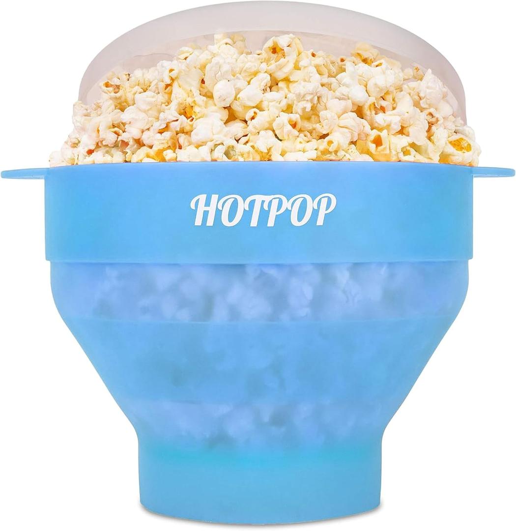 The Original Hotpop Microwave Popcorn Popper, Silicone Popcorn Make (Transparent Fresh Mint)