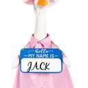 Mindsoft 3 Pcs Raincoat Porch Goose Outfit Spring Raincoat Umbrella with Name Wooden Sign for Lawn Cement 23 Goose Statue Clothes Outdoor Patio Yard Lawn Decoration(Classic,Pink)