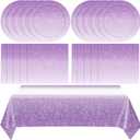 41Pcs Ombre Purple Party Decorations Disposable Party Tableware Set Gradient Pastel Purple Paper Plates Napkins Tablecloth, for Wedding Birthday Anniversary Lavender Party Decorations,Serve 20