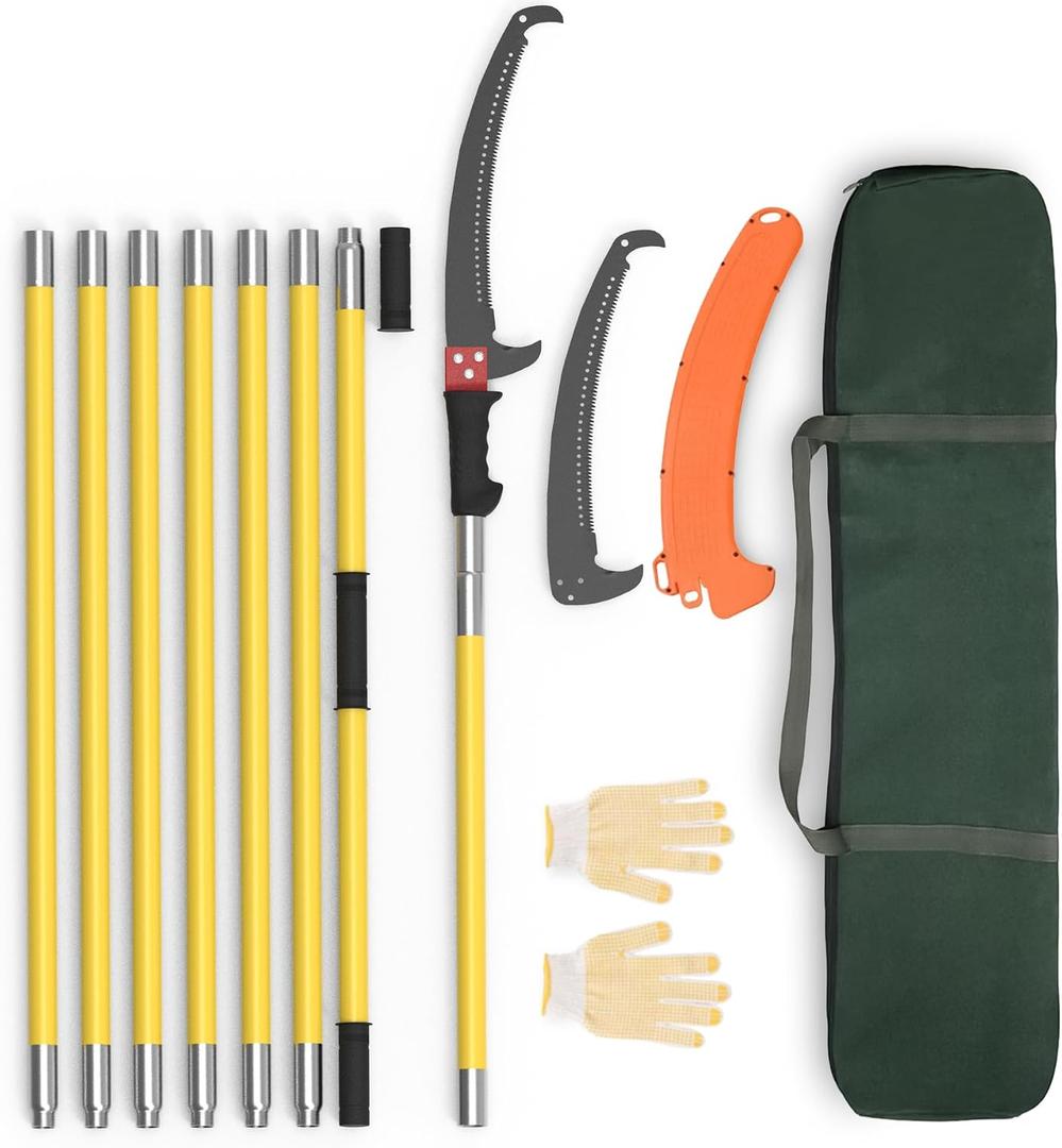 Pole Saws for Tree Trimming, 7.3-27 ft Extendable Tree Trimmers Long Handle Pruner, Sharp Steel Blade and Scissors High Branches Trimming, Tree Pruner, Tree Saw (7.3-27 ft)
