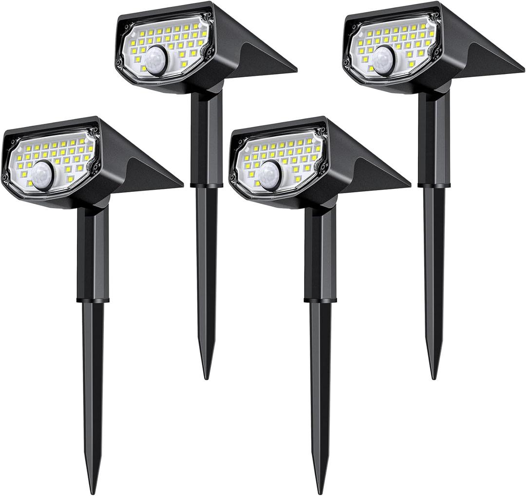AloftSun Solar Motion Sensor Outdoor Lights, Waterproof Motion Sensor Spot Lights- 30 LED/ 3 Modes Solar Powered Spotlights, Landscape Lighting for Yard and Garden, Cool White, 4 Pack
