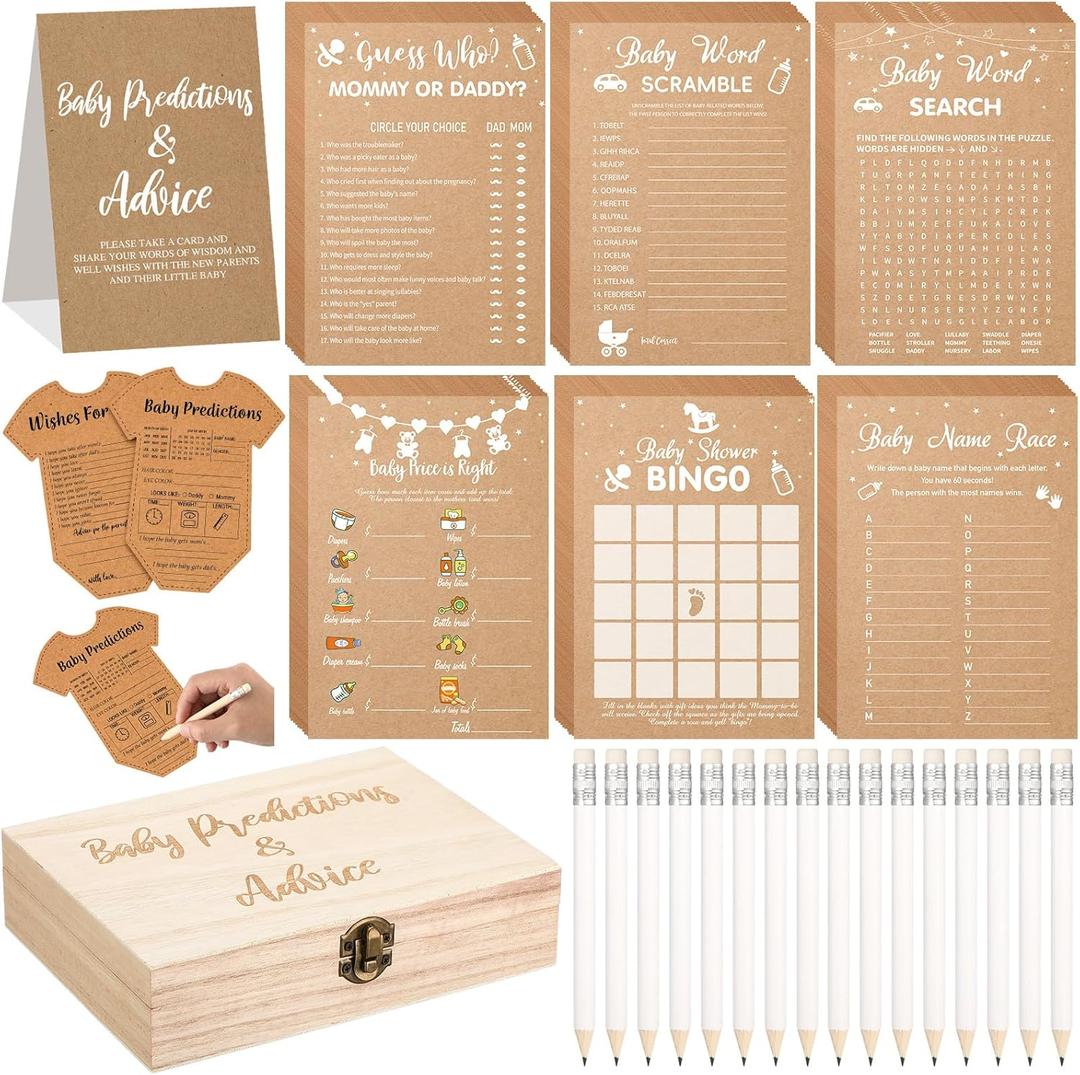 Estune 352 Pcs Baby Shower Advice Cards for Parents to Be Advice for New Parents Baby Shower Decorations Girl, Advices and Wishes for Cards Box Fun Game Ideas(Blue Colored Bear)