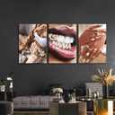 3pcs Trendy Black Woman Canvas Wall Art Fashion Black Girl Wall Decor Pictures African American Woman Posters Prints for Home Living Room Bedroom Bathroom Decoration Ready To Hang