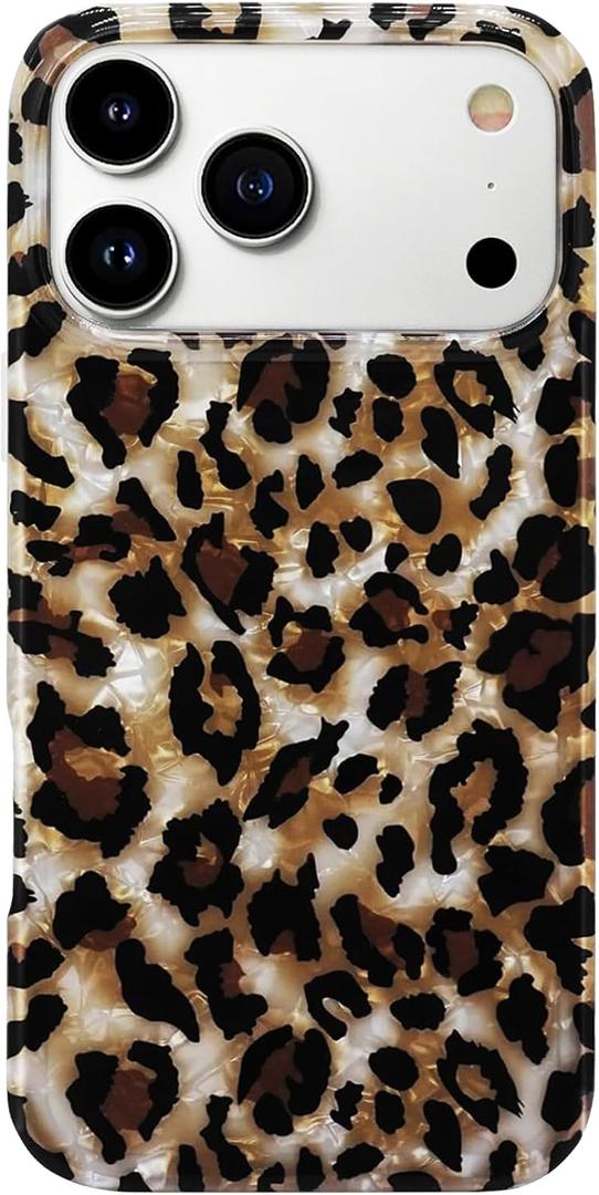 J.west Compatible with iPhone 17 Pro Case,Luxury Sparkle Translucent Clear Vintage Leopard Print Soft Silicone Cover for Girls Women Protective Phone Case for iPhone17Pro 6.3 inch Cheetah (Bling)