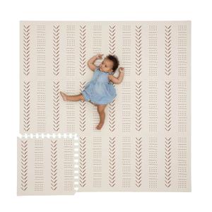 CHILDLIKE BEHAVIOR XXL Baby Play Mats, 72x72 Puzzle with 9 Foam Tiles, Crawling Mat with Interlocking Tiles, 24x24 Puzzle Mat Pieces, Neutral Playmat for Toddlers & Infants Play Pen - Beige