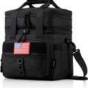 JOYHILL 18 L Tactical Lunch Box - Insulated, Leakproof, and Expandable Double-Deck Cooler Bag for Work, Camping, Picnic - Durable Black Lunch Bag for Adults,24 Can
