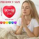 Zubebe 48 Pcs Christian Heart Stress Balls Bulk, John 3: 16 Jesus Loves You Foam Squeeze Balls, Religious Gifts for Sunday School Church Baptism First Communion Easter Vbs Party Favors (Multicolor)