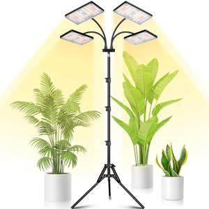 LBW Grow Light for Indoor Plants, Quad-Head Standing Plant Light, Full Spectrum, Wide Coverage, 63 Adjustable Height, Plug & Play