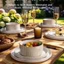 Stoneware Dinnerware Sets, Reactive Glaze Dishes Set for 8 | 24-Piece Ceramic Plates and Bowls Set, Microwave & Dishwasher Safe, Chip & Scratch Resistant, Modern Rustic, Cappuccino White