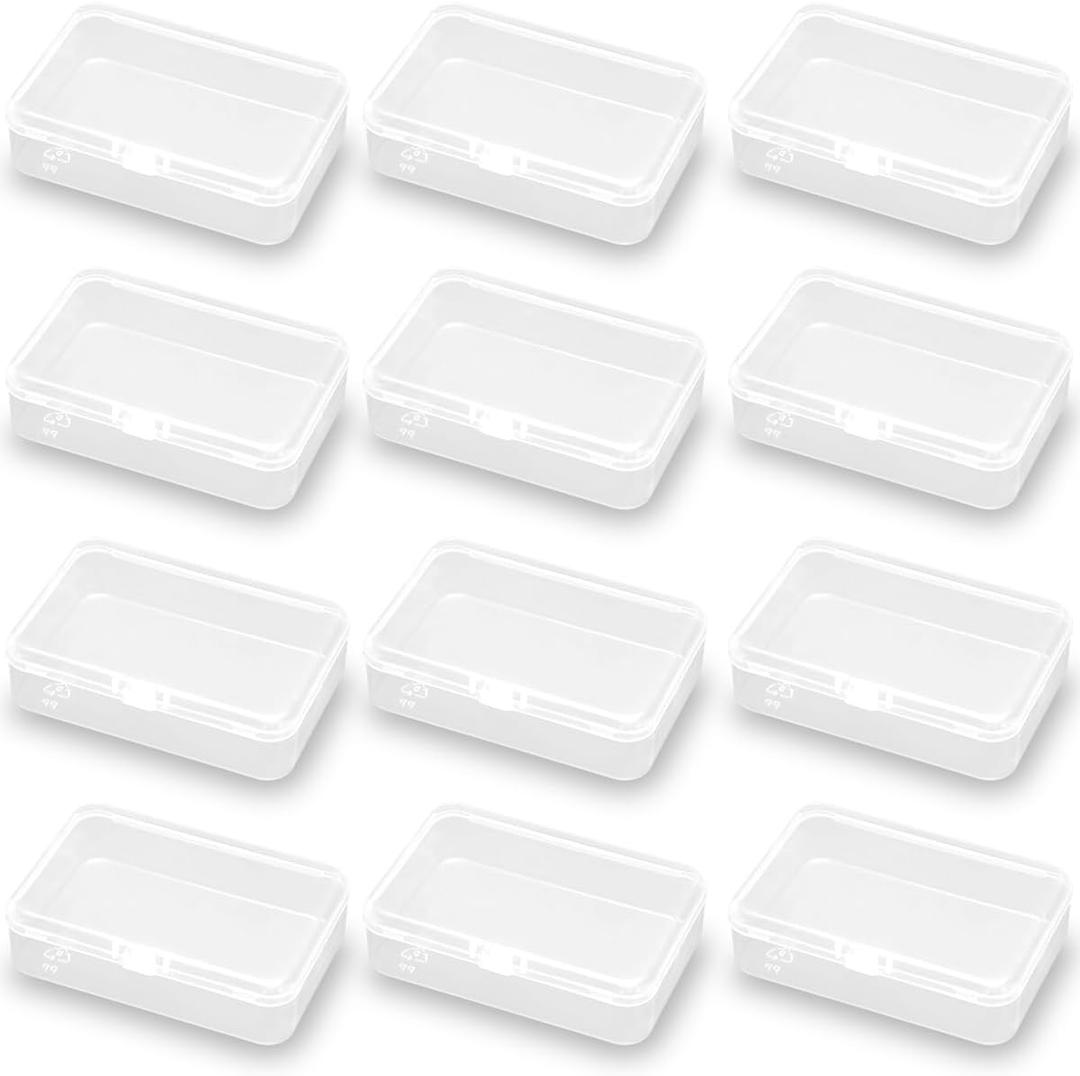6 Pack Rectangle Clear Craft Supply Case (3.58 x 2.32 x 0.98 Inch), Small Plastic Containers for Small items, Crafts, Beads, Coins, Jewelry and Business Cards