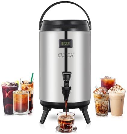 CURTA Insulated Beverage Dispenser, 12L/3.2gallon 304 Thickened Stainless Steel Drink Dispenser, for Hot and Cold Water Milk Coffee Tea Juice for Parties Catering Commercial Use Home