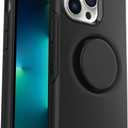 OtterBox iPhone 13 Pro Otter + Pop Symmetry Series Case - Black, Integrated PopSockets PopGrip, Slim, Pocket-Friendly, Raised Edges Protect Camera & Screen