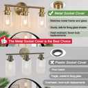 Zarbitta 3-Light Bathroom Light Fixtures, Brushed Brass Bathroom Wall Lights with Clear Glass Shade, Modern Bathroom Wall Lamp for Mirror Kitchen Living Room Hallway Cabinet