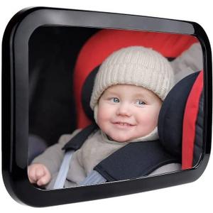 Baby Car Mirror, Safety Car Seat Mirror for Rear Facing Infant with Wide Crystal Clear View, Shatterproof, Fully Assembled, Crash Tested and Certified