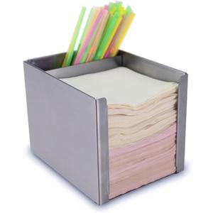 Stainless Steel Bar Caddy Holder with 2 Compartments for Napkins, Accessories