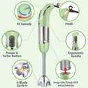Mueller Multistick 800W 5-in-1 Immersion Blender Handheld, 12 Speed Hand Mixer - Turbo Boost, Heaviest Duty Copper Motor, Titanium Blades Hand Blender, Milk Frother Wand, Green Kitchen Accessories
