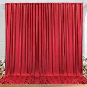 10ft x 10ft Wrinkle Free Red Backdrop Curtains for Parties, Polyester Photo Backdrop Drapes 2 Panels 5x10ft for Weddings Birthday Party Christmas Photography Background
