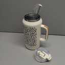 Hydraful 64 oz Tumbler with Handle and Straw - 100% Leak-Proof - Insulated Cup Reusable Stainless Steel Large Water Bottle Travel Mug for Gym, Hiking, and Camping - Gifts for Women Men Him Her (Leopard heart print)