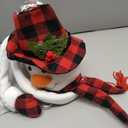 Christmas Snowman Tree Topper Unique Christmas Decoration Large Plush Funny Christmas Tree Topper with Buffalo Plaid Hat Scarf Treetop Hugger Ornament for Home Holiday Winter Party Xmas Decor (White)