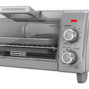 BLACK+DECKER Crisp ‘N Bake Air Fry 4-Slice Toaster Oven, Silver & Black, Fits 9 Inch Pizza, .35 Cubic Feet