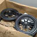 Set of 2 Flat Free Plastic Spoke Wheels | Replacement Wheel for Lawnmower, Garden Cart, Pony Wagon Replacement | 5/8" Bearing