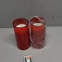 Homemory Flameless Candles with Embedded Star String Fairy Lights, Battery Operated Candles, LED Candle, Fake Candles with Remote Control and Timer, Red, Set of 2(H 6" 6")