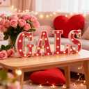 Ceenna Galentines Day Decorations 4 LED Marquee Light Up Letters "GALS" Valentine Decorations for Home Office Shelf Mantel Fireplace Tabletop Wedding Girls Women Party Decor(Rose Red)