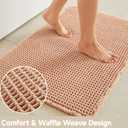 TYUU Waffle Bath Mat, Boho Bathroom Rugs Non Slip Washable Super Absorbent Quick Dry Bath Mat Farmhouse Bathroom Decor, 24"x16" Light Peach