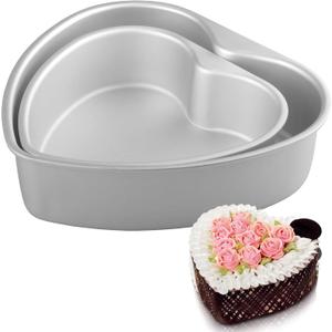 2 Pack Heart Shaped Cake Pans Set (10 & 8 Inch), Aluminum Heart Cake Pan, Nonstick Cake Baking Mold, Heat-Resistant Baking Tin for Wedding, Birthday, Party, Valentine's Day