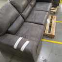 Signature Design by Ashley Navi Faux Leather Modern Sofa, Gray (Charcoal)