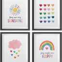 Inspirational Quote You Are My Sunshine Poster Prints for Home Girls Room Kids Room Nursery Classroom Decor,Boho Sun Rainbow Cloud Hearts Pattern Decorations Prints Wall Art Unframed 4pcs 8x10inches