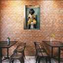Bathroom Decor Wall Art Funny Black Poodle Dog in Toilet Reading Newspaper Canvas Print Poster pictures Pet Lover Gift Home Decor Dog Theme Room Aesthetics Humorous 12x18inch Unframed