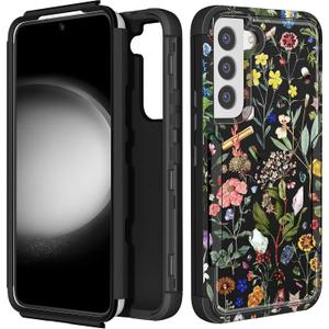 for Samsung Galaxy S22 Case - Women Cute Girls Phone Cover Cool Aesthetic Unique Design Teen Kawaii Flower Floral Heavy Duty Protective Hard Shockproof Military Grade Funda for Galaxy S22