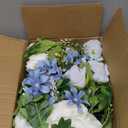 2 Pack Artificial Peony Flower Garland - 6ft Silk Peony Garland Flower Vine Blue and White Peony Silk Roses Flowers for Wedding Arch Party Table Decor (2, Blue)