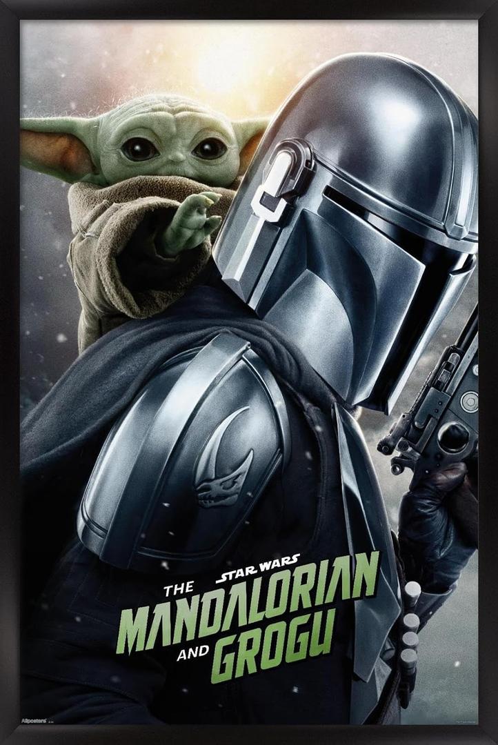 Star Wars: The Mandalorian and Grogu (2026) - Teaser One Sheet Wall Poster, 34L" x 22.4W", Black Framed Version