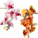 Chuangdi 2 Pieces Artificial Phalaenopsis with Suction Cups Terrarium Plant Decoration Reptile Habitat Plant Decor for Hermit Crab Lizards Geckos Snake Reptile (Purple, Yellow)