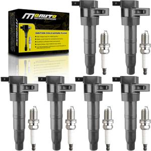 Set of 6 Ignition Coils Pack UF546 27301-3C000 & 6 PCS Iridium Spark Plugs Compatible with Hyundai Kia Azera Entourage Santa Fe Sonata Veracruz Optima Sedona 2.4L 3.3L 3.5L 3.8L V6