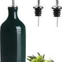 Sweejar Ceramic Olive Oil Dispenser Bottle, Opaque Oil Cruet Protects Oil, Suitable for Storage, Vinegar, Coffee Syrups & Other Liquids, 15.5 Fl Oz (Jade)