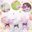 Poen 27 Pack Easter Stuffed Animals Bears with Cards Set Bulk Pastel Bunny Plush Easter Party Favors Baskets Filler Stuffers Classroom Exchange Prize Gift for Egg Hunt Party Favors (White Purple)