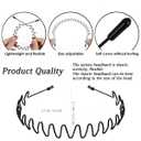 5 x Zig Zag & Wave Metal Headband Set High & Low Profile Textured Hair Bands | For Thick/Long & Fine/Short Hair | for Yoga Skincare Sport & Daily Use Complete Hair Accessory Gifts