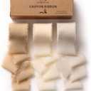 DORIS HOME Nude and Ivory Chiffon Ribbon for Flower Bouquet, 1.5" x21Yd Fabric Ribbon for Gift Wrapping, Handmade Frayed Ribbon for Wedding Christmas Decorations