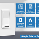 BESTTEN Dimmer Light Switch, for LED Dimmable Lamp, CFL, Incandescent, Halogen Bulb, Single Pole or 3-Way LED Slide Dimmer Switches, Screwless Wall Plate Included, UL Listed, White