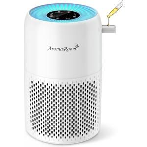 AromaRoom Air Purifiers for Bedroom with True HEPA13 Filters 3-in-1, Pet Air Purifier with Aroma Pad for Wildfires Smoke Pollen Dander, 22dB Quiet Air Cleaners for Baby Room Office Dorm (Pearl-White)