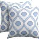 Light Blue Coastal Pillow Covers 18x18 Set of 2 Ocean Coral Shell Pattern Outdoor Decorative Linen Summer Throw Pillows Cases with Zipper Cushion Cover Rustic Decoration Farmhouse Sofa Couch Bed Decor