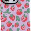 Cute Strawberry Phone Case Compatible with iPhone 16 Pro Max,Aesthetic Trendy Unique Summer Fresh Fruit Design Pretty Chic Hybrid 2-Layer Protective Girly Cover for iPhone 16promax 6.9inch